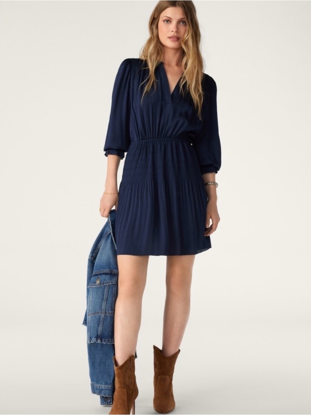 EUC ba&sh Kosee Navy Ruffled Mini Dress. Size Small. Like new!
